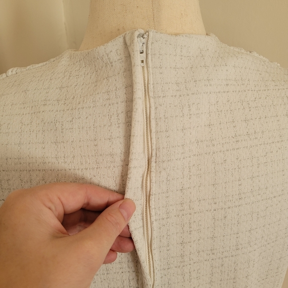 Vintage 60s Peach Silver Shimmer Sparkle Sleeveless Maxi Dress Size Large - Picture 11 of 14